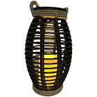 Linterna Redonda Negra En Cuerda De Yute Con Luz A Batería 2