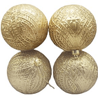 Esferas Doradas Diseño Flor En Relieve X 4 Piezas 2