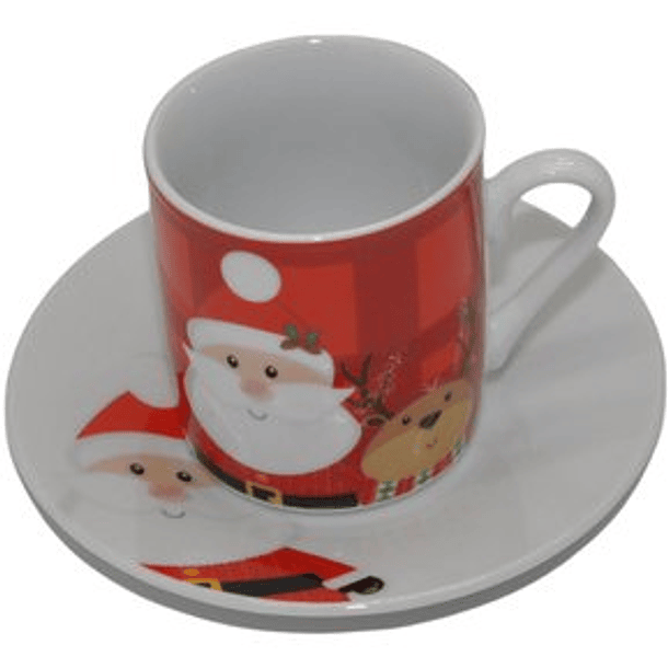 Taza Con Plato X 6 Piezas Diseño Santa De 30.6 X 14 X 6.5 Cm 1