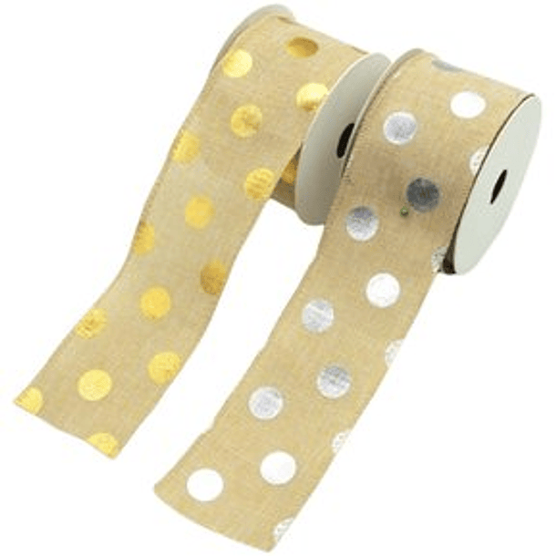 Cinta Lino Con Puntos Colores Surtidos 6 Cm X 9 Yds 