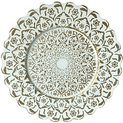 Portaplato Blanco Con Diseño Mandala Dorado De 33 X 33 Cm