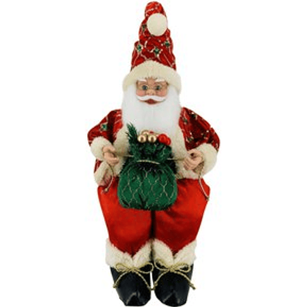 Santa Sentado De 40.5 Cm Rojo Con Lentejuelas 