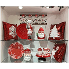 Portaplato Redondo Rojo Diseño De Copos De Nieve 2