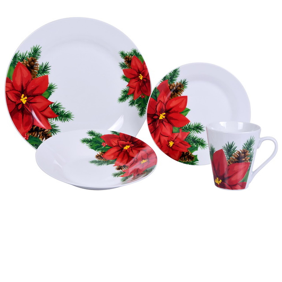 Juego de vajilla Red Flower 30 piezas - Set completo para comedor