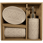 Juego De Baño Cerámica Puntos Relieve Rosa Vieja 3Pz 21.5 X 19.5 X 7.5 Cm  2
