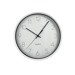 Reloj De Pared Blanco Números Negros A Batería 