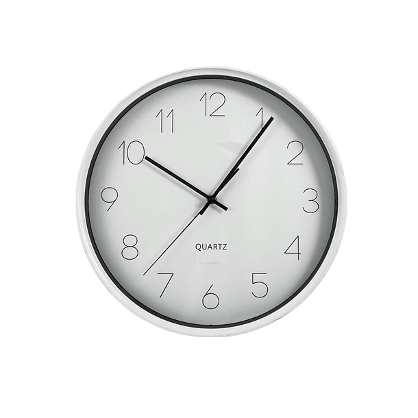 Reloj De Pared Blanco Números Negros A Batería  1