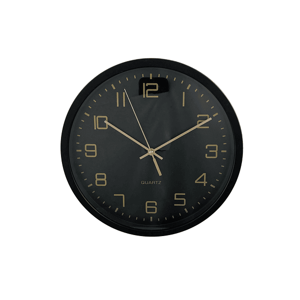 Reloj De Pared Negro Números  Dorados A Batería  1