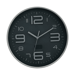 Reloj De Pared Fondo Negro Borde Blanco 4 Números Blanco Grande A Batería AA 30 X 4.8 X 30 