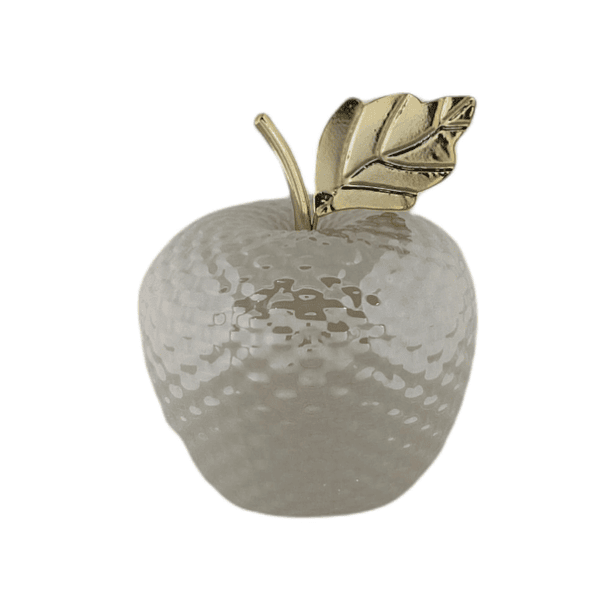 Manzana Para Mesa Decorativa Beige Tornazol Hoja Dorada 11.8 X 11.8 X 14.2Cm  