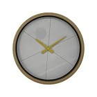 Reloj De Pared Fondo Triángulos Gris Borde Dorado Sin Numero A Batería  1