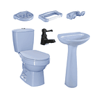 Combo Laguna 4.8 Azul Claro Con Pedestal + Grifería Negra De Edición Especial 1