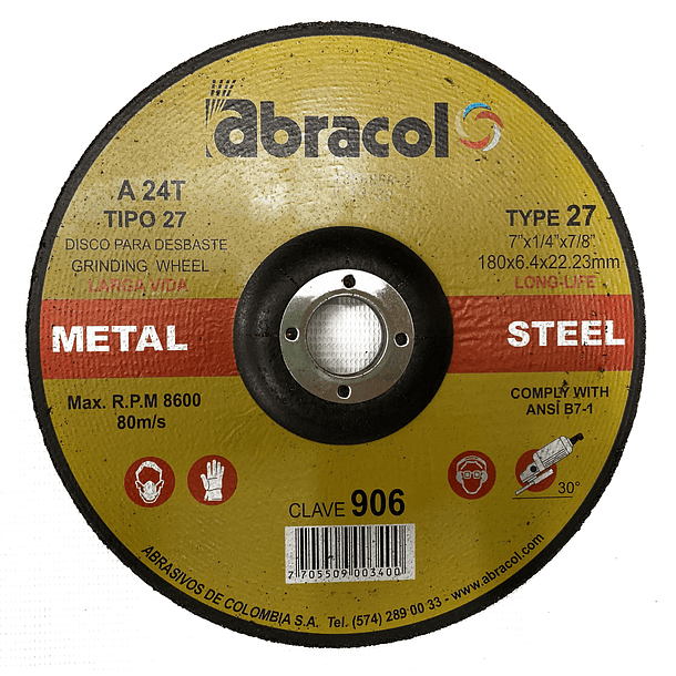Disco para Pulir 7″ x 1/4″ x 7/8″ Abracol. 