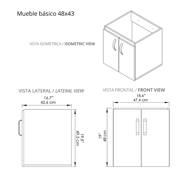 Lavamanos Oslo 48×43 + Mueble Básico Elevado Firplak 3
