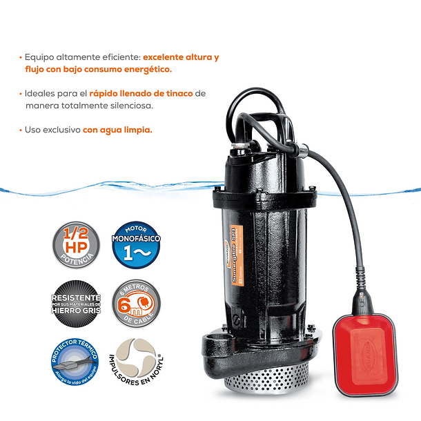 Electrobomba Sumergible Evans SP1ME100H 1HP 2