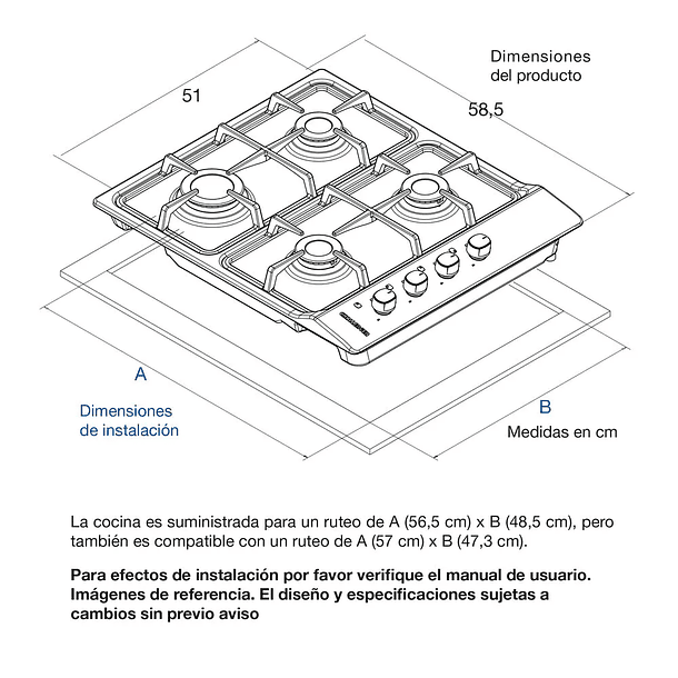 Estufa Gas Challenger SG 6050 4 Puestos 1.6050.73 4