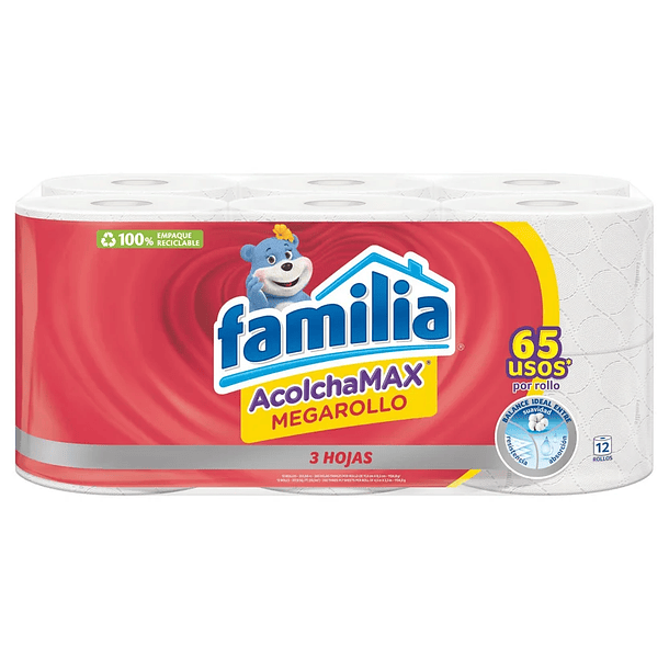 Papel Higiénico AcolchaMAX Megarollo x12 Familia 