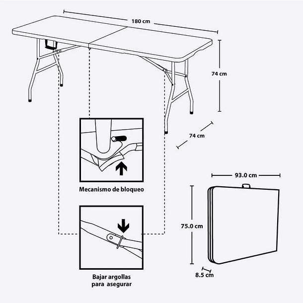 Mesa Plegable Banquetera RIMAX 1803925 6