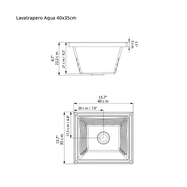 Lavatrapero Aqua 40x35 cm Brillant Marfil Firplak 2