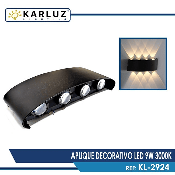 Aplique Decorativo LED 9W 3000K KL-2924 Karluz 2