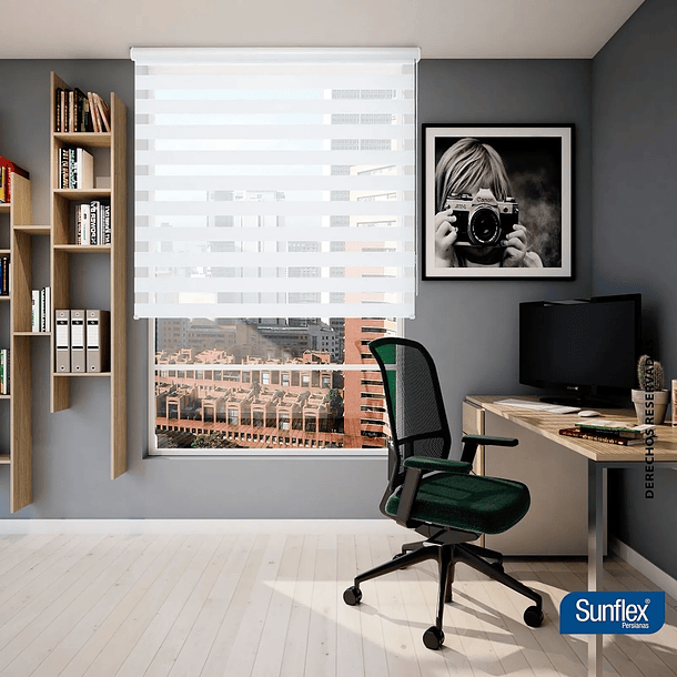 Cortina Enrollable Roller Dúo Blanco 180x170cm Sunflex 2