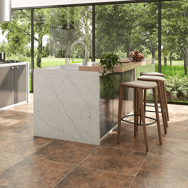 Piso Cerámico Oaxaca Mocca Café 61x61cm Alfa 1