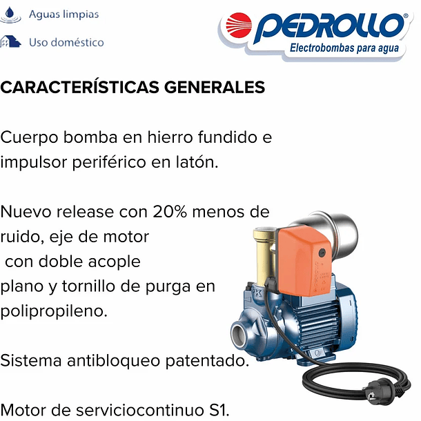 Equipo Hidroneumático PKm60 de 0.5 HP Pedrollo 4