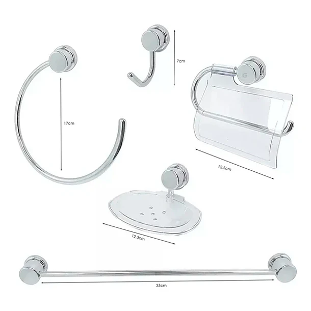 Juego de Accesorios para Baño 5 Piezas Aqua Cromado 2