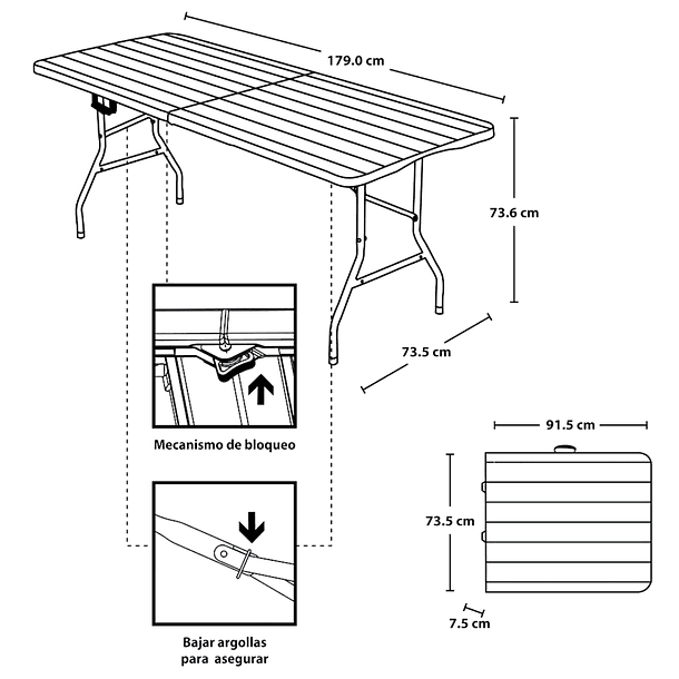 Mesa Plegable Tipo Madera 152cm Rimax 4
