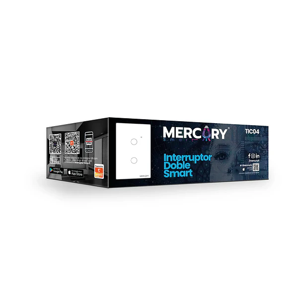 Interruptor Doble Smart Home Touch White WiFi TIC04 Mercury 3