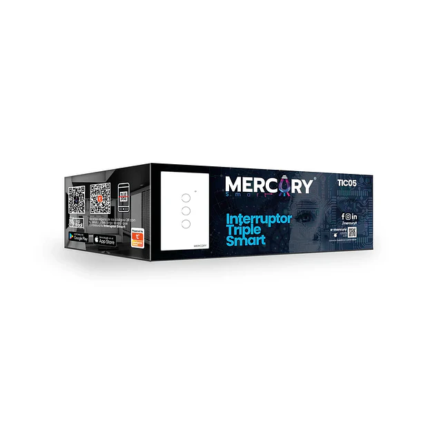Interruptor Triple Smart Home Touch White WiFi TIC05 Mercury 3