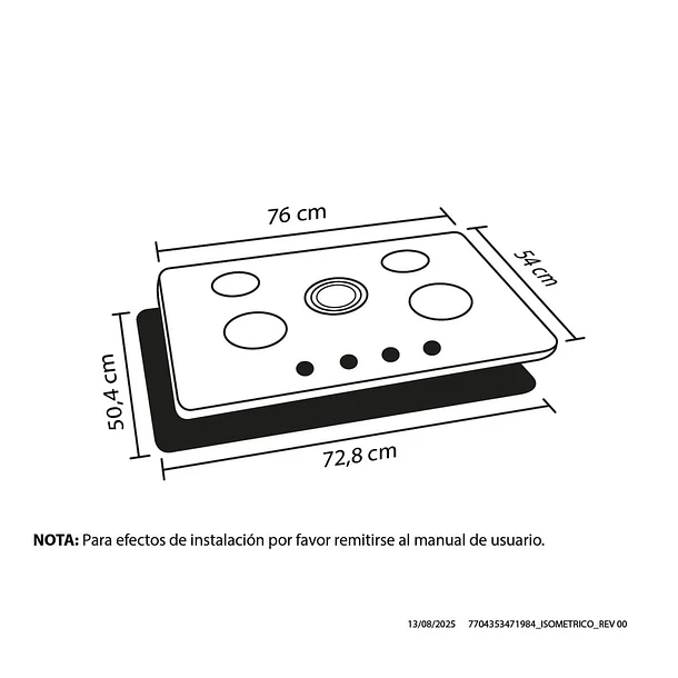 Estufa Cubierta Cristal 5 Puestos Haceb Gas Natural 3