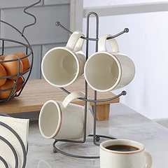 Porta Mugs  4 Puestos Gris Pizarra Rejiplas