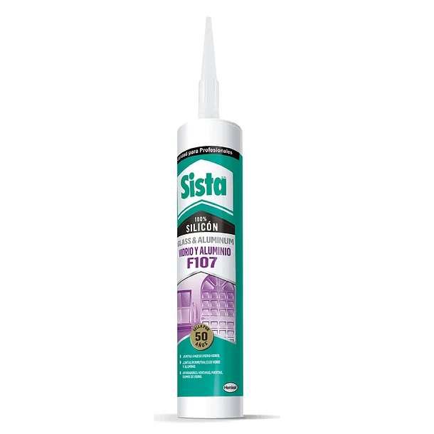 Silicona Transparente Sista Vidrio & Aluminio F107 300ml 