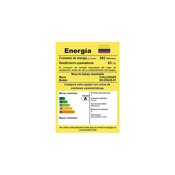 Estufa 4 Ptos Gas Cristal Sq6762 60x52 Challenger 10