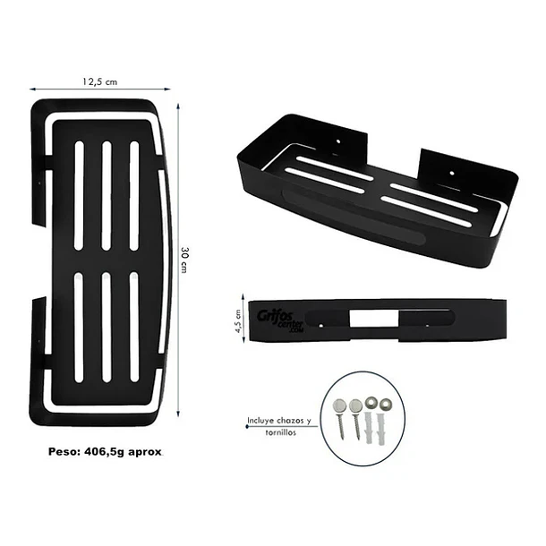 Repisa para Baño Rectangular Negra PY-T1201H ﻿Smart Grifos 5