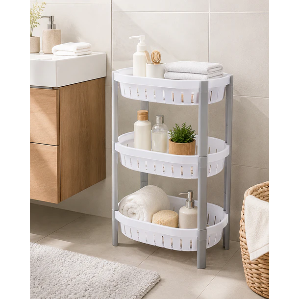 Canasta Ovalada Natural Gris Rimax 2