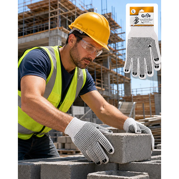 Guantes Hilaza con Puntos PVC Blancos Talla L Goya 2