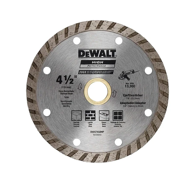 Disco Diamantado Turbo DW47450HP de 4-1/2 DeWalt 1