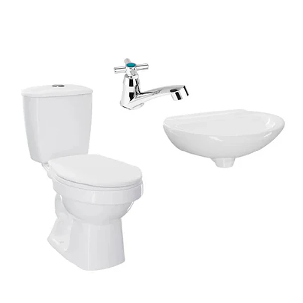 Combo Laguna 4.8 L + Lavamanos Milano Sin Pedestal Blanco con Grifería Corona 