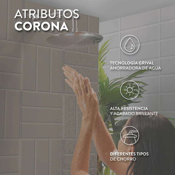 Ducha Ultra Ahorradora Aluvia de 8 pulgadas Corona 6