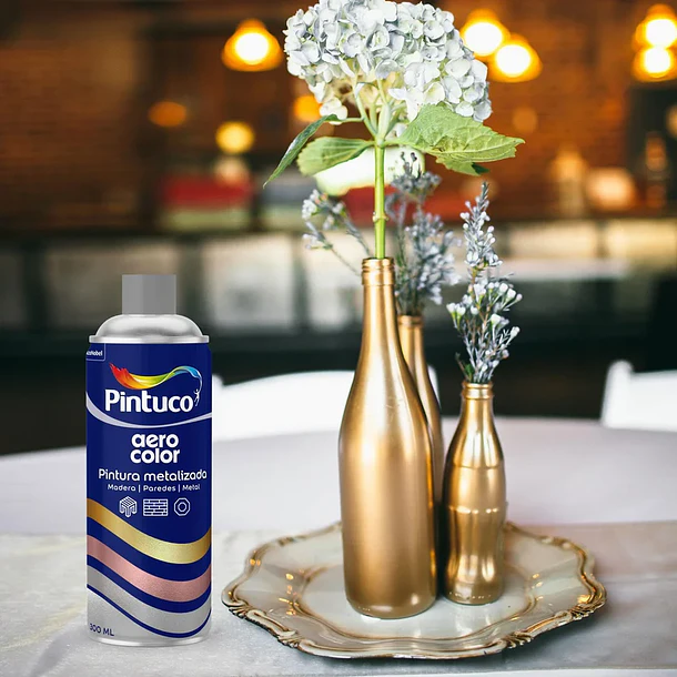 Aerocolor Metálico Oro 18 Kilates Brillante 300ml Pintuco 4