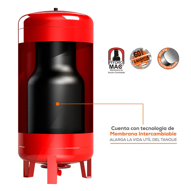 Tanque Hidroneumático Hydro-Mac 90Lts Vertical EQTH-090V Evans 4
