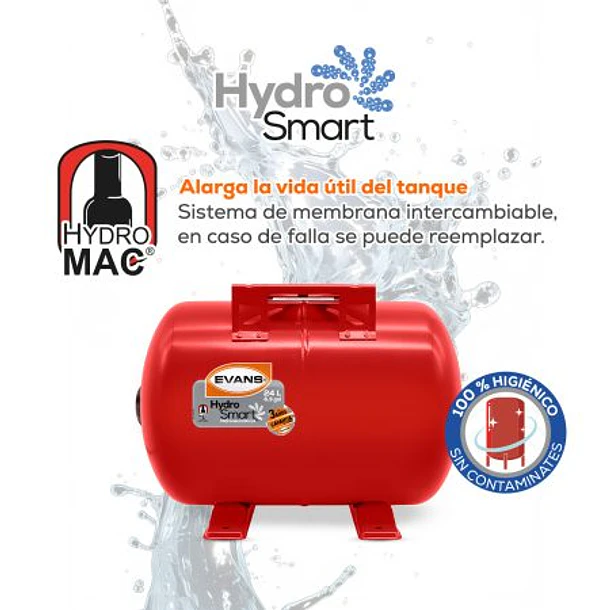 Tanque Hidroneumático Hydro-Mac Horizontal 24lTS EQTHM-024L Evans 2