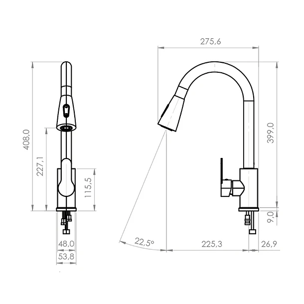 Grifería Lavaplatos Monocontrol Veletri Flessi Inox 20VL5603490 Stretto 5