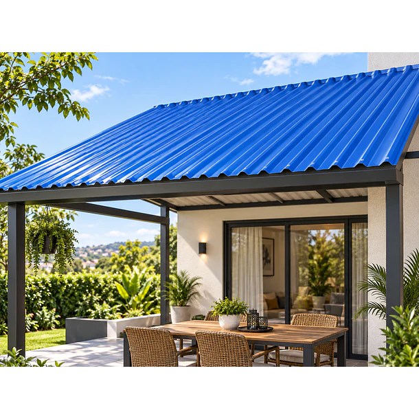 Teja de Zinc Ondulada Azul de 0,80 x 3,01 metros  0,15 mm Duratecho 3