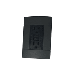 Tomacorriente Tipo Gfci 15A + Placa Decorativa Negro Decor