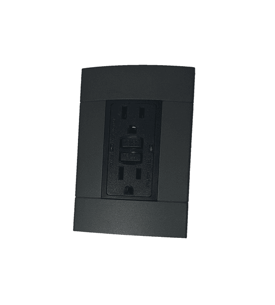 Tomacorriente Tipo Gfci 15A Negra + Placa Decorativa Color Onix Decor
