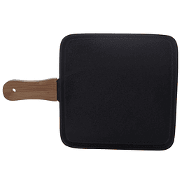 Plato Negro Rectangular Con Mango Madera Pequeño