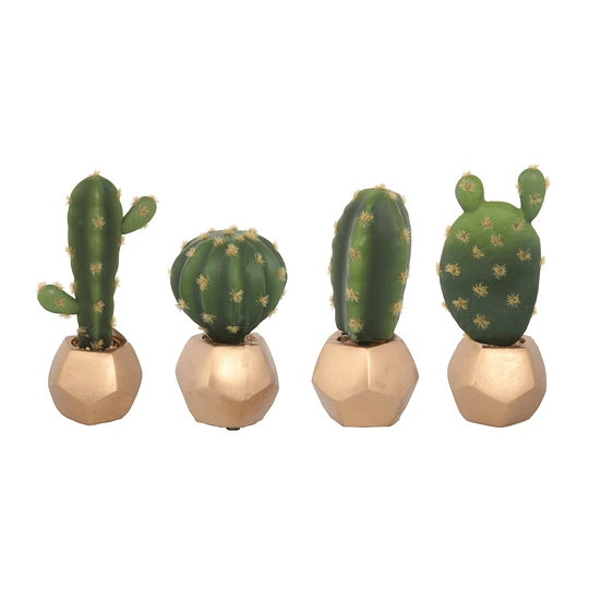 Cactus Artificial con Maceta Dorada